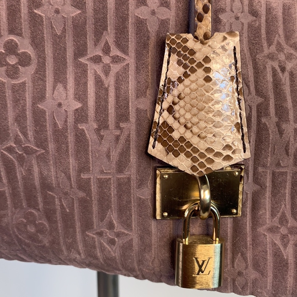 LOUIS VUITTON PYTHON SUEDE NUBUCK SHOULDER BAG - Picture 2 of 16